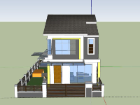 Biệt thự 2 tầng 9.5x21m model sketchup