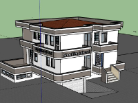 Biệt thự 2 tầng 9x10m file sketchup đẹp