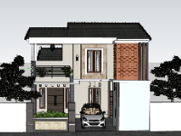 Biệt thự 2 tầng 9x11m file sketchup đẹp