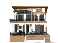 Biệt thự 2 tầng 9x12m model sketchup đẹp