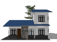 Biệt thự 2 tầng 9x8m file sketchup