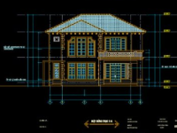 Biệt thự 2 tầng diện tích 8.5x12.1m file cad