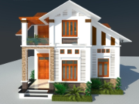 Biệt thự 2 tầng diện tích 9.2x9.6m file cad
