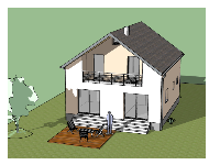 Biệt thự 2 tầng đơn giản dựng sketchup 2020