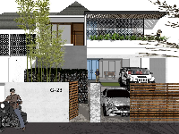 Biệt thự 2 tầng file sketchup 20.5x22.5m file sketchup