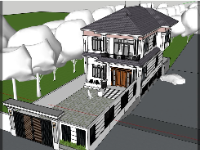 su biệt thự 2 tầng,sketchup biệt thự,model su biệt thự