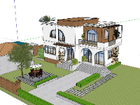 Biệt thự 2 tầng hiện đại,sketchup biệt thự 2 tầng,model su biệt thự 2 tầng