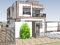 Biệt thự 2 tầng hiện đại model sketchup