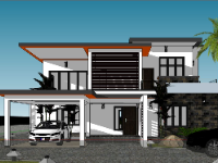 model su biệt thự,biệt thự 2 tầng,sketchup biệt thự 2 tầng