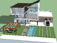 Biệt thự  2 tầng,sketchup biệt thự 2 tầng,file su biệt thự 2 tầng