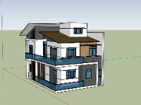 Biệt thự  2 tầng,biệt thự 2 tầng sketchup,model sketchup biệt thự 2 tầng