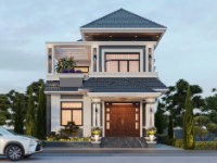 Biệt thự 2 tầng mái nhật 10x12m file cad