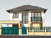 Biệt thự 2 tầng mái Nhật 16x10m file sketchup