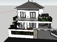 Biệt thự 2 tầng mái nhật file sketchup mới nhất