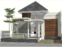 Biệt thự 2 tầng mái Nhật thiết kế file sketchup chi tiết