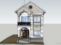 Biệt thự 2 tầng mái thái 7x15.7m file sketchup