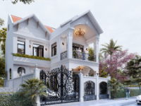 Biệt thự 2 tầng mái thái sketchup