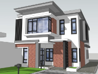 Biệt thự,Biệt thự  2 tầng,model sketchup biệt thự