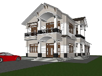 Biệt thự 2 tầng phong cách hiện đại dựng file sketchup