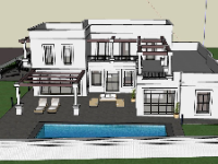 Biệt thự 2 tầng sketchup 18x12.6m