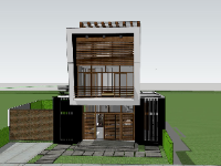 Biệt thự  2 tầng,su biệt thự 2 tầng,sketchup biệt thự 2 tầng