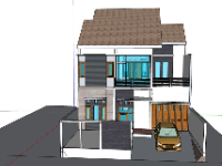 Biệt thự 2 tầng sketchup đẹp 8.8x18.8m