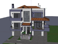 Biệt thự 3 tầng 10x8m model sketchup