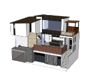 Biệt thự 3 tầng 12x7.6m file sketchup