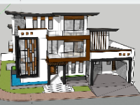 Biệt thự 3 tầng 16x13m dựng file sketchup