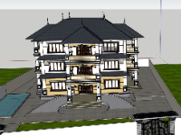 Biệt thự 3 tầng 18.5x21m file sketchup