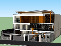 Biệt thự 3 tầng 21.5x28m model sketchup