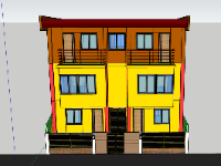 Biệt thự 3 tầng 9.5x7.7m model sketchup