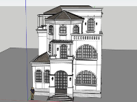 Biệt thự 3 tầng 9.6x13m file sketchup