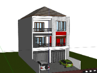 Biệt thự 3 tầng 9x16m model sketchup