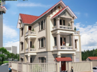Biệt thự 3 tầng diện tích 12.4x15.2m file cad