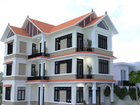 Biệt thự 3 tầng diện tích 9.3x16.6m cad