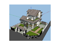 Biệt thự 3 tầng hiện đại dựng file sketchup 2020