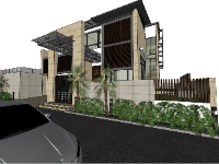 Biệt thự 3 tầng hiện đại sketchup sang trọng