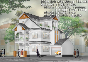 Biệt thự 3 tầng kích thước 11,8 x 14m