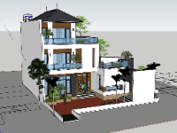 biệt thự 3 tầng,sketchup biêt 3 tầng,sketchup biệt thự 3 tầng