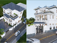 Biệt thự 3 tầng mái nhật 12.63x10.77m