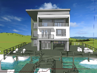 Biệt thự 3 tầng model sketchup