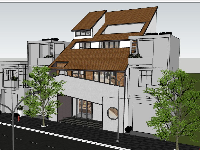 biệt thự 3 tầng su,sketchup biệt thự 3 tầng,mẫu biệt thự 3 tầng su