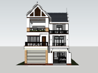 Biệt thự 3 tầng sketchup 10x18m