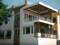 Biệt thự 3 tầng sketchup hiện đại