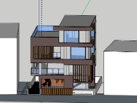 Biệt thự 4 tầng 13x147m file sketchup