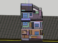 Biệt thự 4 tầng 8.9x15.5m sketchup