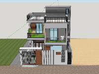 Biệt thự hiện đại 2 tầng 9x10m file sketchup