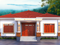 Biệt thự mái nhật 1 tầng 14.2x27.3m, File cad kiến trúc, kết cấu, điện nước, ảnh 3D
