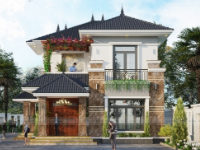 Biệt thự mái nhật 2 tầng 8.5x15.3m file cad